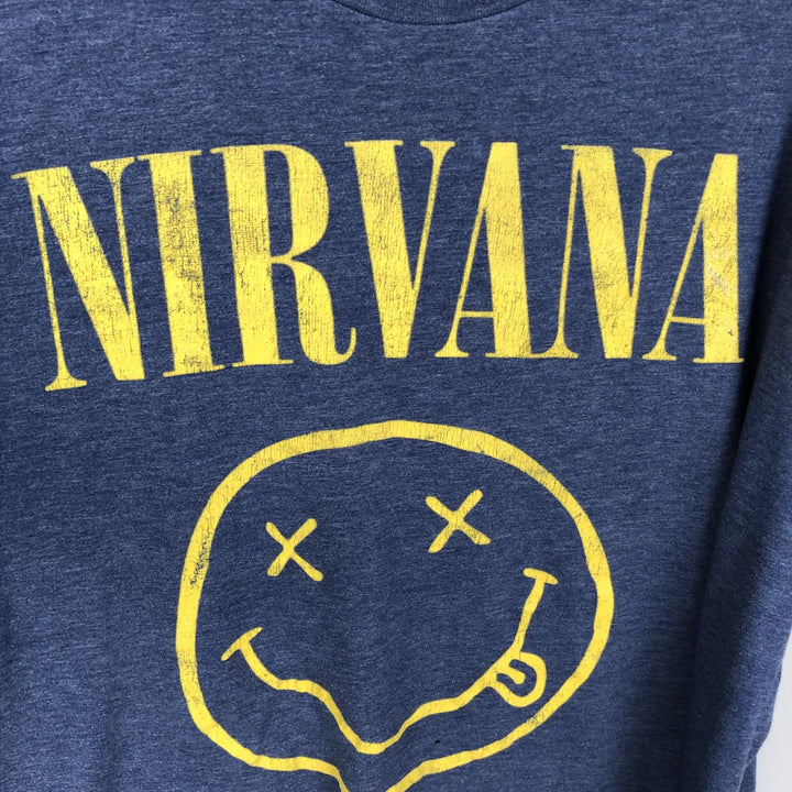 NIRVANA Nirvana Band T-shirt, Band T, Men's XL size cotton blue type Vintage Second Hand
