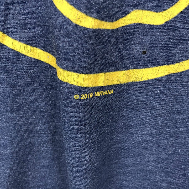 NIRVANA Nirvana Band T-shirt, Band T, Men's XL size cotton blue type Vintage Second Hand