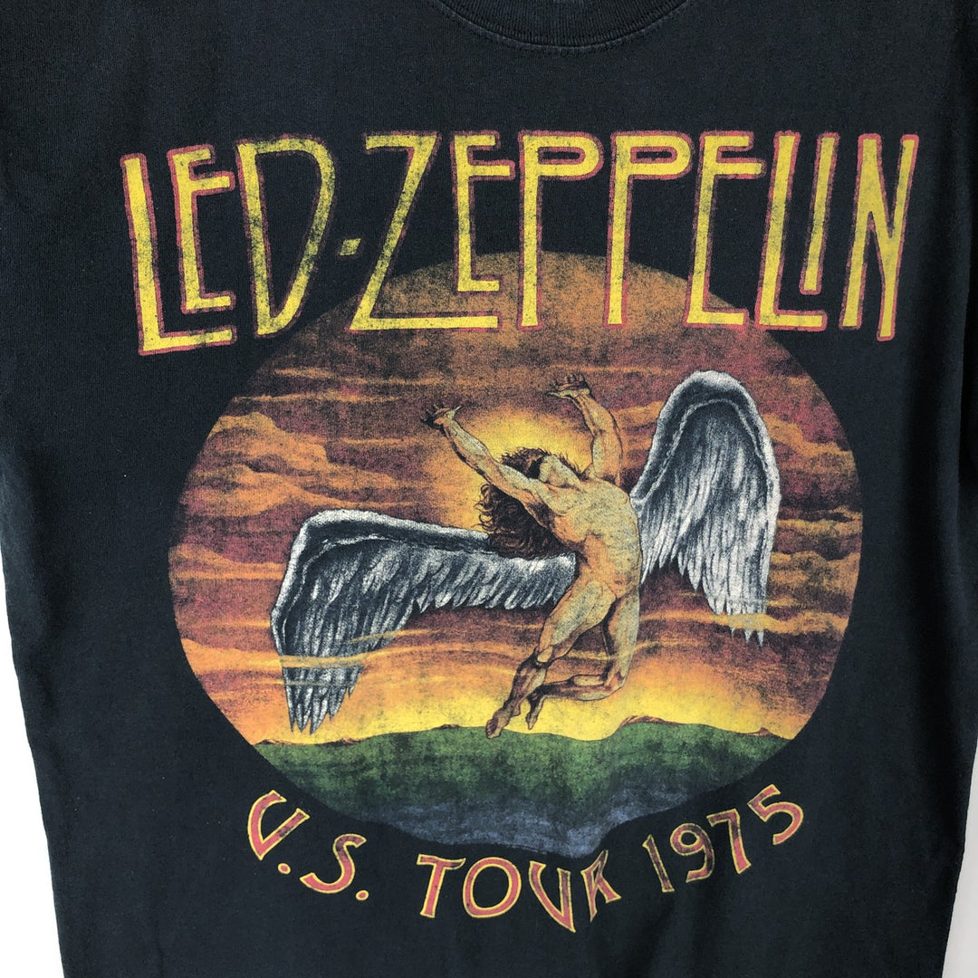 Gildan LED ZEPPELIN Band T-shirt, Men's L size cotton navy blue type Vintage Second Hand