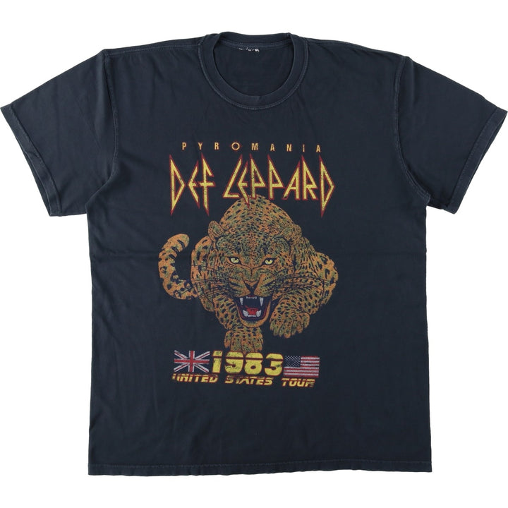 DEF LEPPARD Leopard Pattern Band T-Shirt (Men's Size L) unclear black type Vintage Second Hand