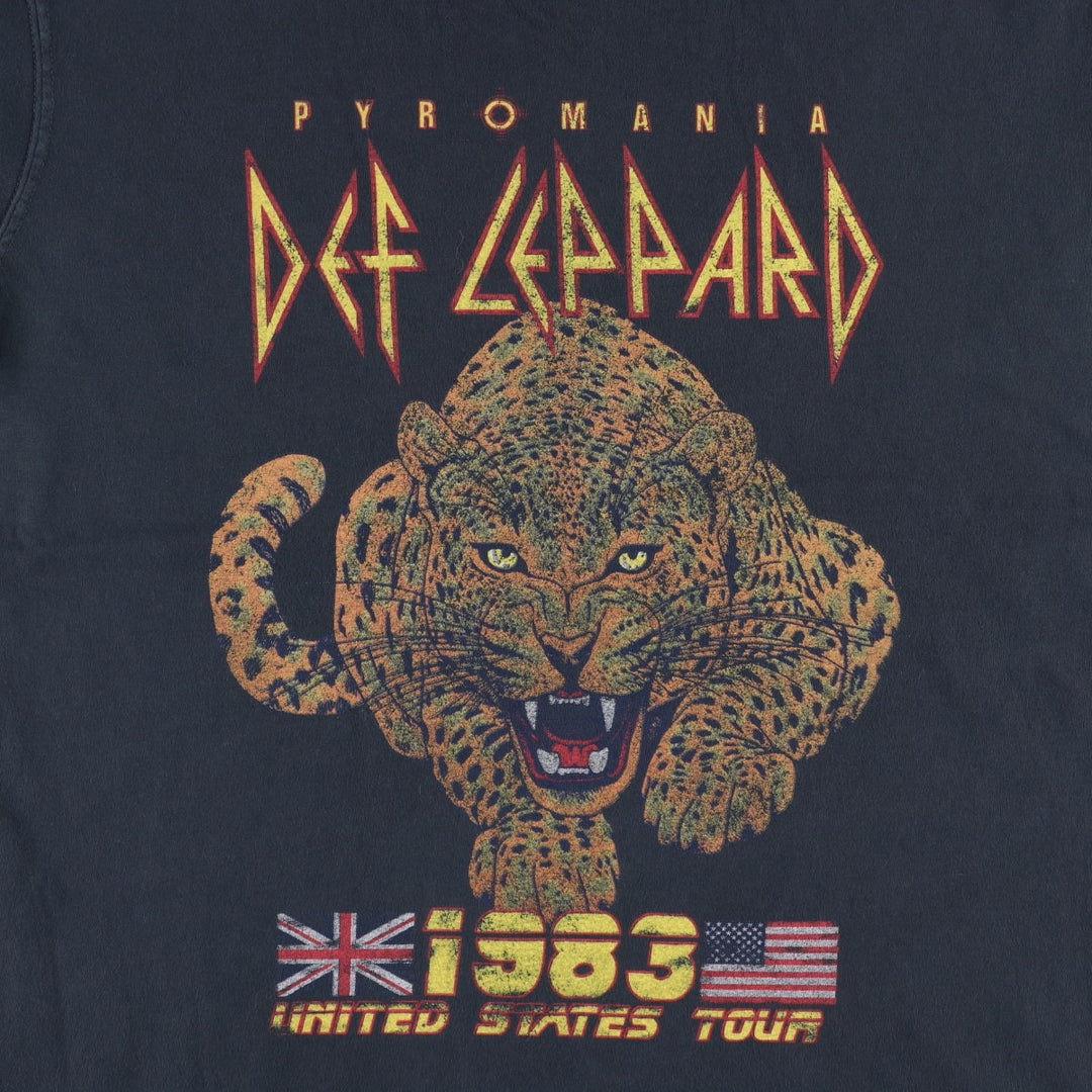 DEF LEPPARD Leopard Pattern Band T-Shirt (Men's Size L) unclear black type Vintage Second Hand