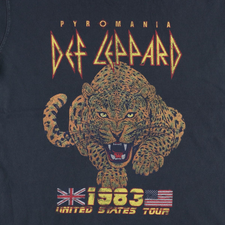 DEF LEPPARD Leopard Pattern Band T-Shirt (Men's Size L) unclear black type Vintage Second Hand