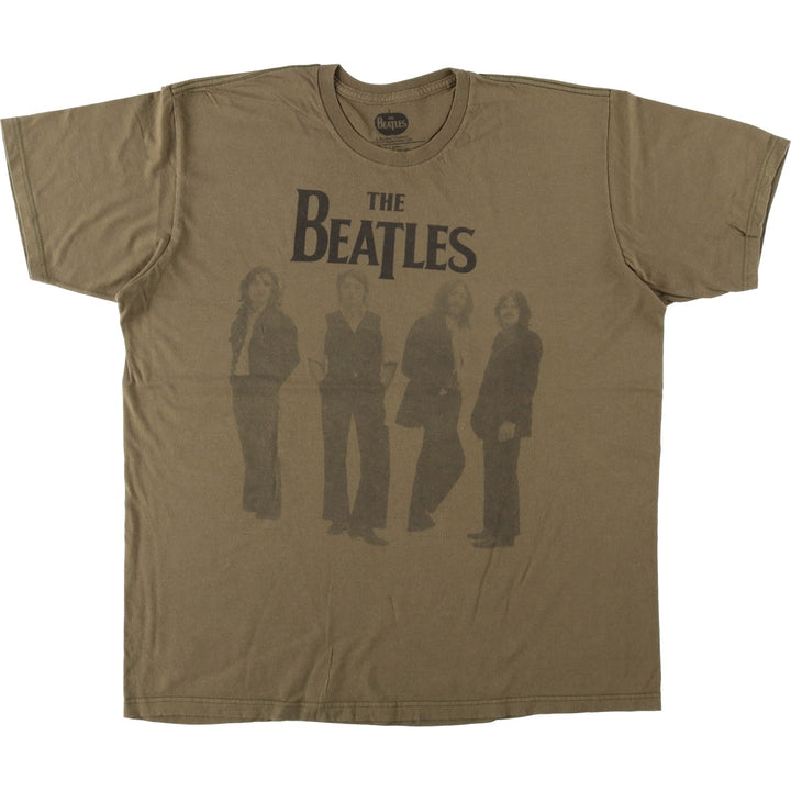 THE BEATLES Band T-shirt, Band T, Men's XL size cotton Khaki type brown Vintage Second Hand