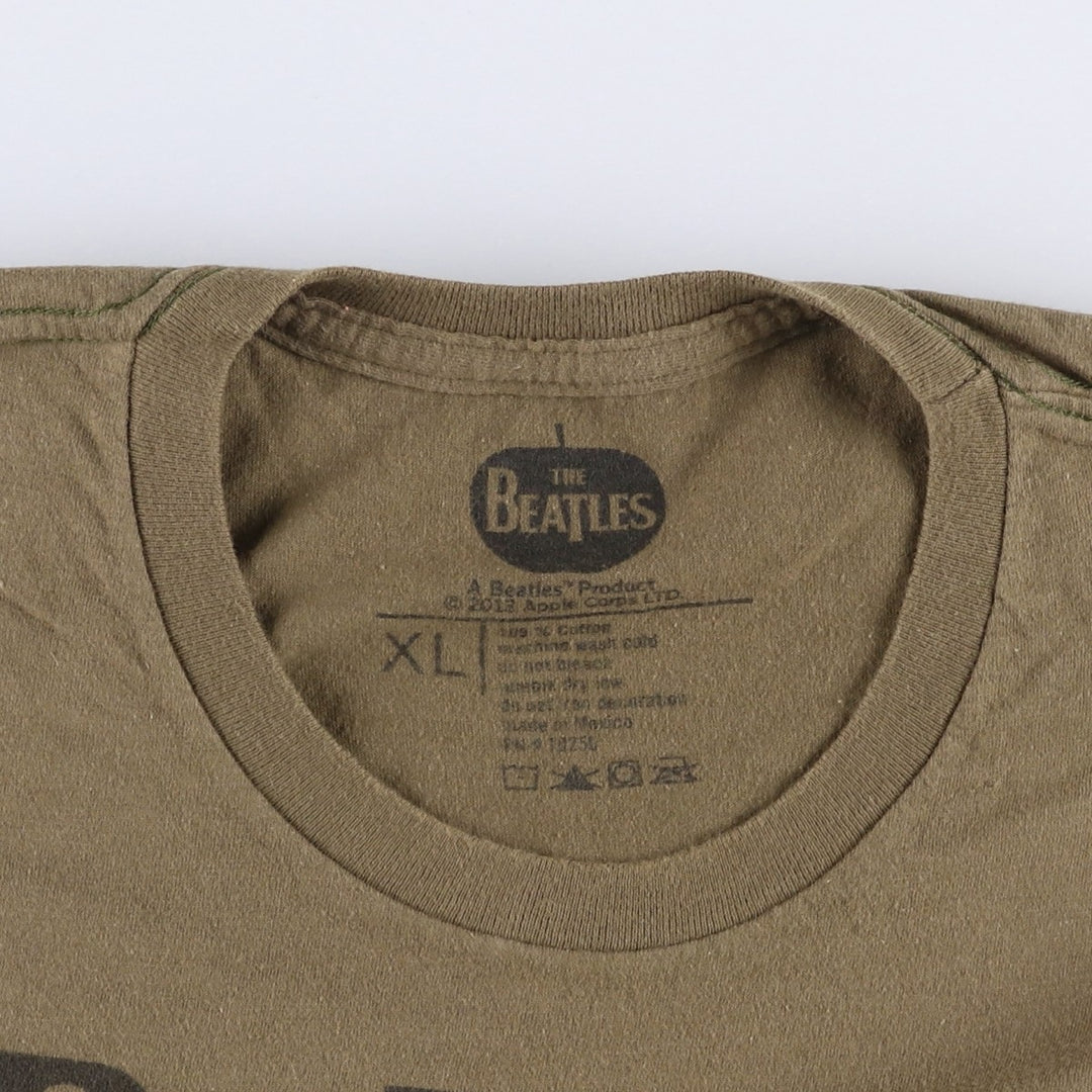 THE BEATLES Band T-shirt, Band T, Men's XL size cotton Khaki type brown Vintage Second Hand