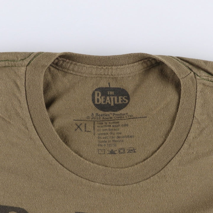 THE BEATLES Band T-shirt, Band T, Men's XL size cotton Khaki type brown Vintage Second Hand