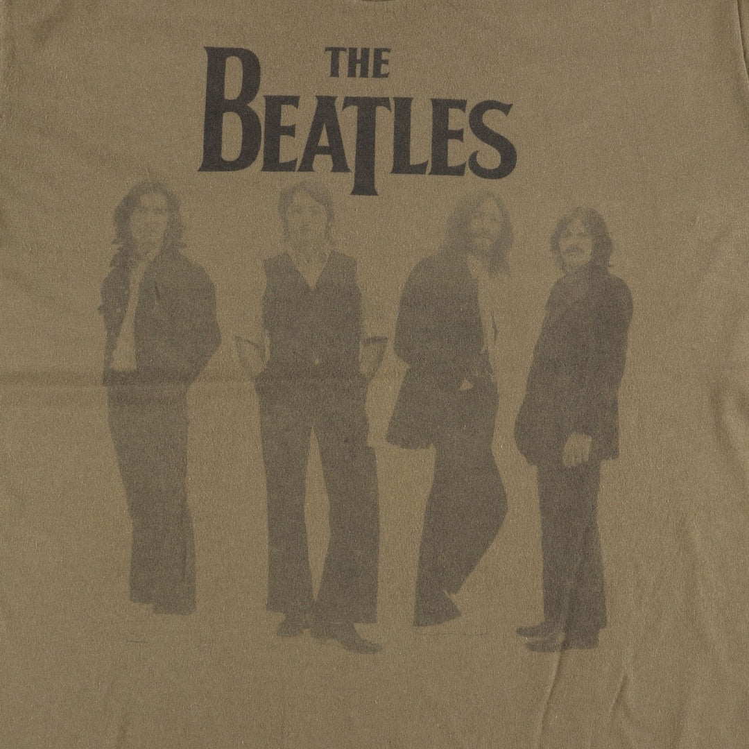 THE BEATLES Band T-shirt, Band T, Men's XL size cotton Khaki type brown Vintage Second Hand
