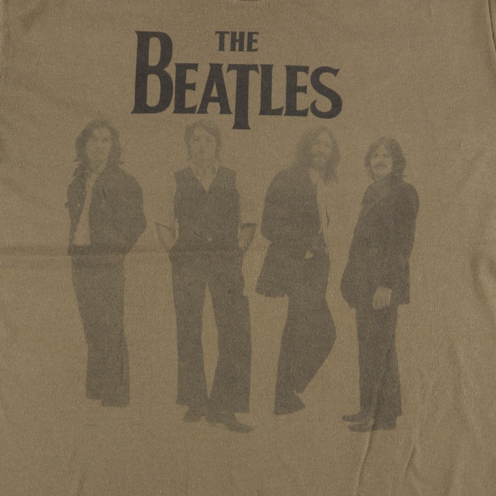 THE BEATLES Band T-shirt, Band T, Men's XL size cotton Khaki type brown Vintage Second Hand