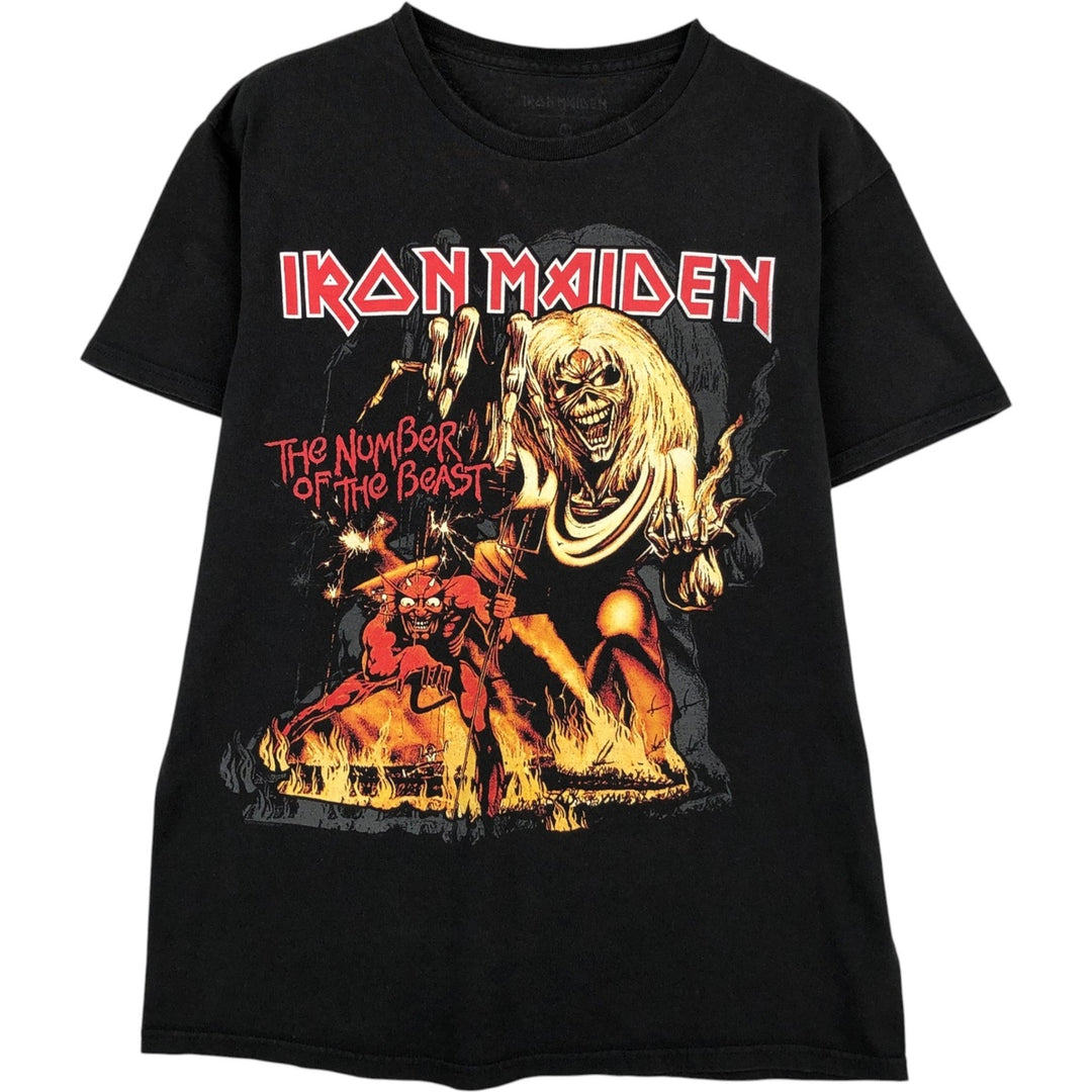 IRON MAIDEN Iron Maiden Band T-shirt Band T Men's M size unclear black type Vintage Second Hand