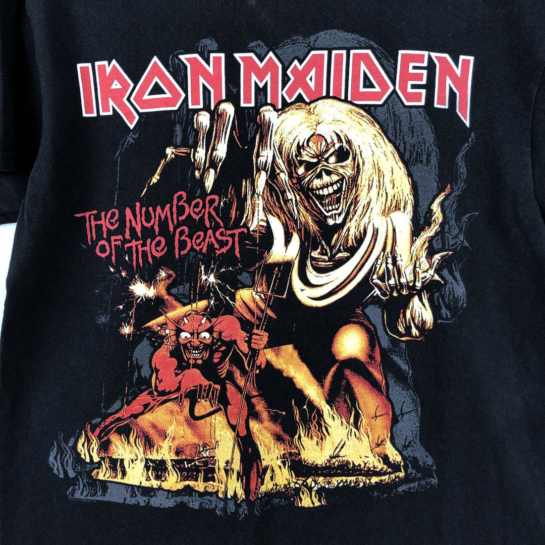 IRON MAIDEN Iron Maiden Band T-shirt Band T Men's M size unclear black type Vintage Second Hand