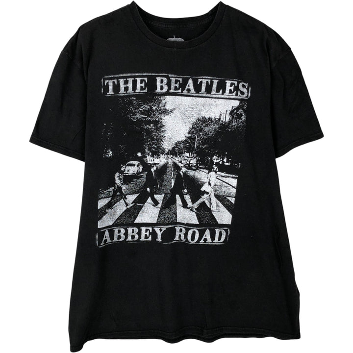 THE BEATLES Band T-shirt, Men's L size cotton black type Vintage Second Hand
