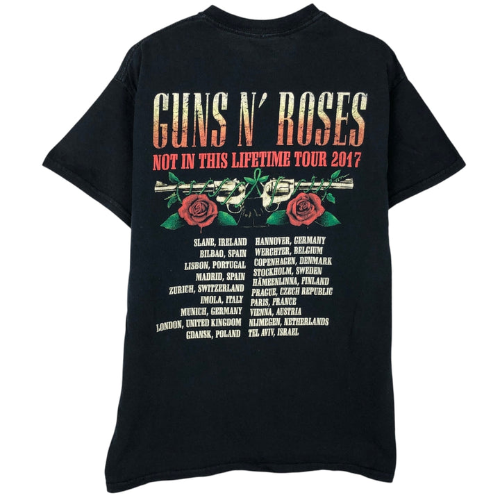 GUNS N' ROSES Guns N' Roses Band T-shirt Band Tee Men's M size cotton navy blue type Vintage Second Hand