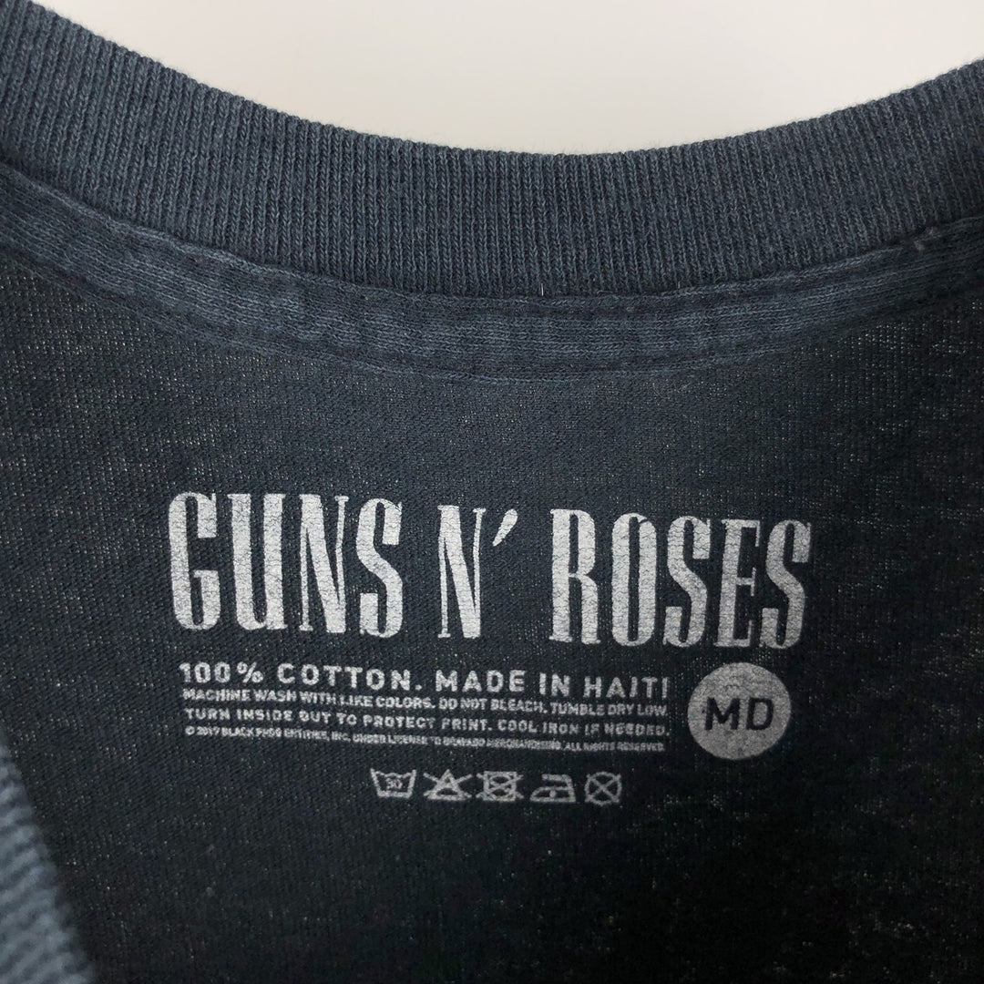 GUNS N' ROSES Guns N' Roses Band T-shirt Band Tee Men's M size cotton navy blue type Vintage Second Hand