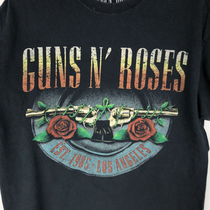 GUNS N' ROSES Guns N' Roses Band T-shirt Band Tee Men's M size cotton navy blue type Vintage Second Hand