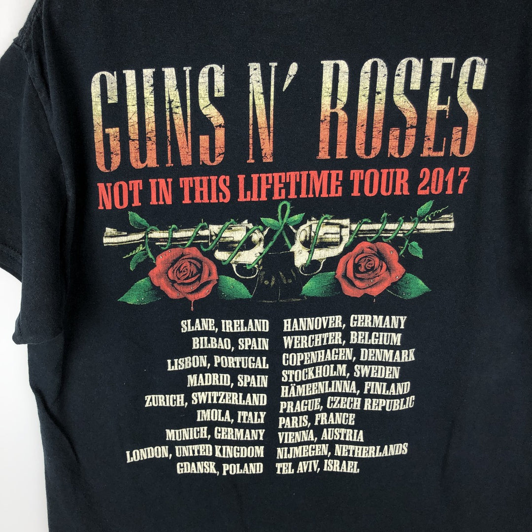 GUNS N' ROSES Guns N' Roses Band T-shirt Band Tee Men's M size cotton navy blue type Vintage Second Hand
