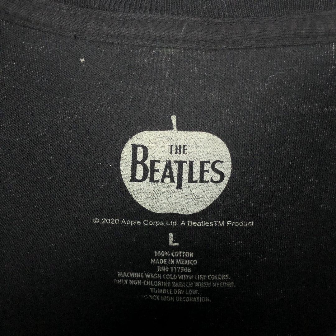 THE BEATLES Band T-shirt, Men's L size cotton black type Vintage Second Hand
