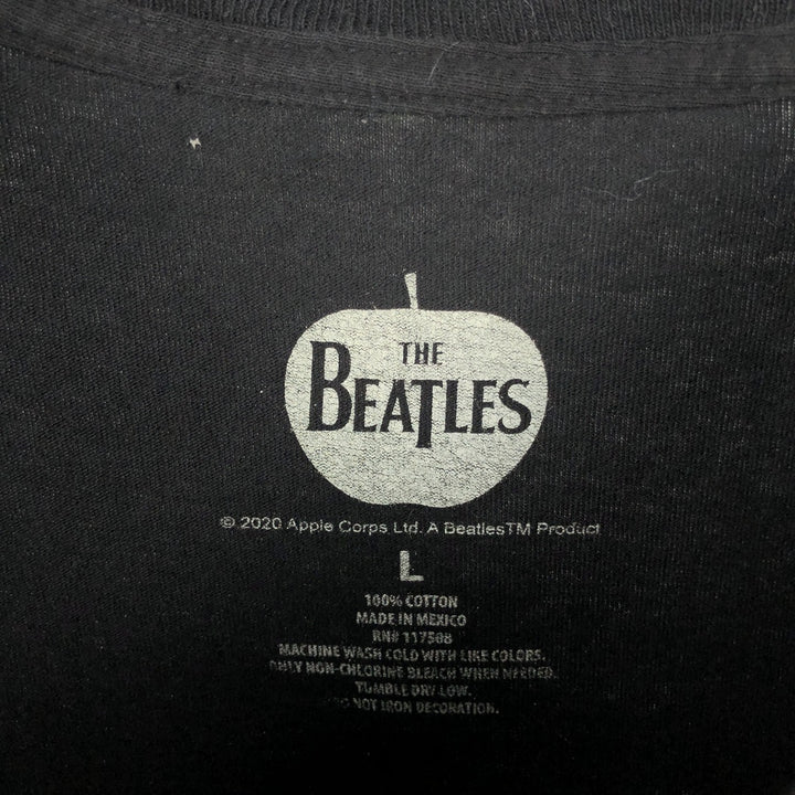 THE BEATLES Band T-shirt, Men's L size cotton black type Vintage Second Hand