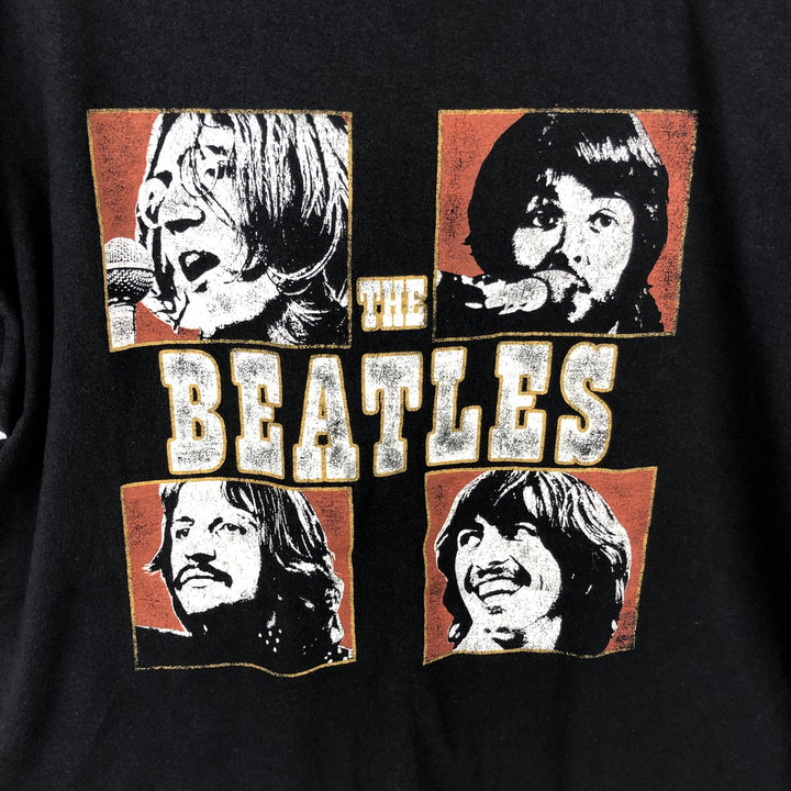 THE BEATLES Band T-shirt, Men's L size cotton black type Vintage Second Hand