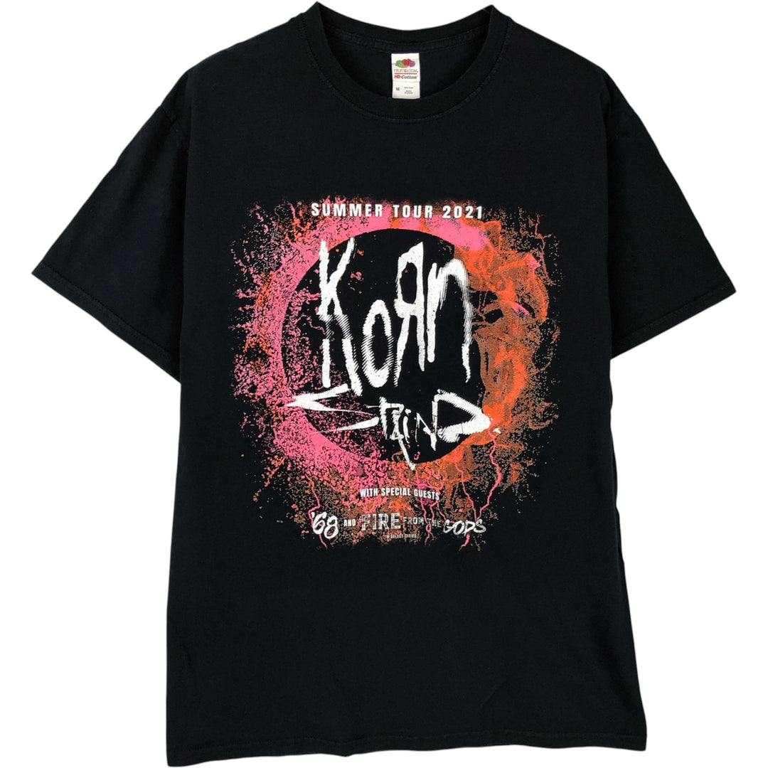 Fruit of the Loom Korn Band T-shirt, Men's Size M (approx.) cotton black type Vintage Second Hand