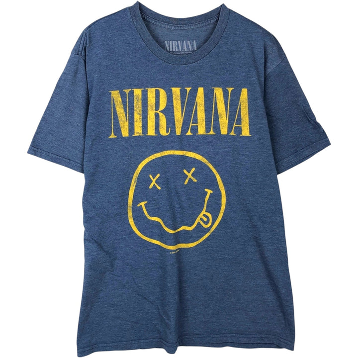 NIRVANA Nirvana Band T-shirt, Band T, Men's L size cotton blue type Vintage Second Hand