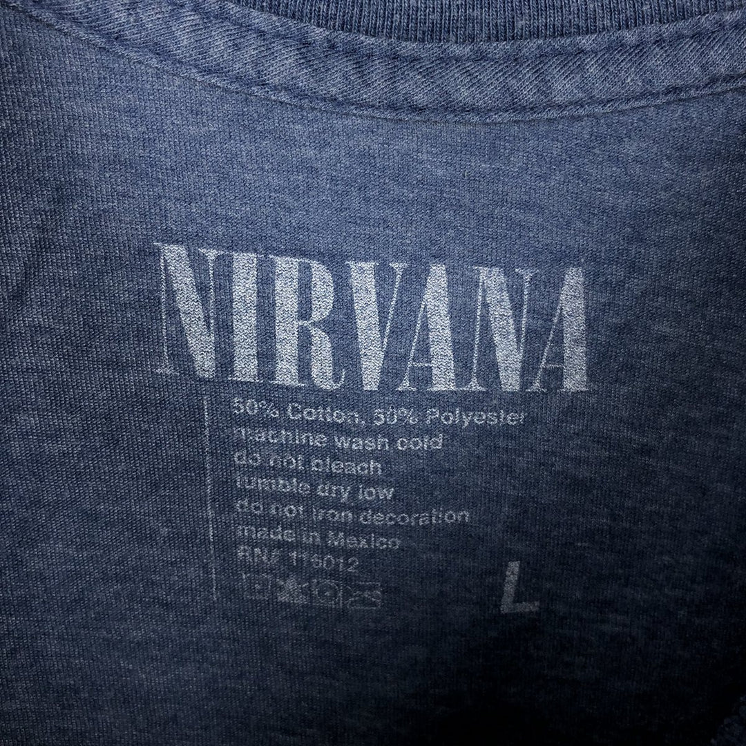 NIRVANA Nirvana Band T-shirt, Band T, Men's L size cotton blue type Vintage Second Hand
