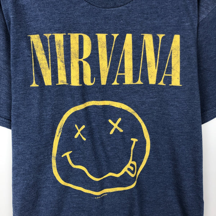 NIRVANA Nirvana Band T-shirt, Band T, Men's L size cotton blue type Vintage Second Hand