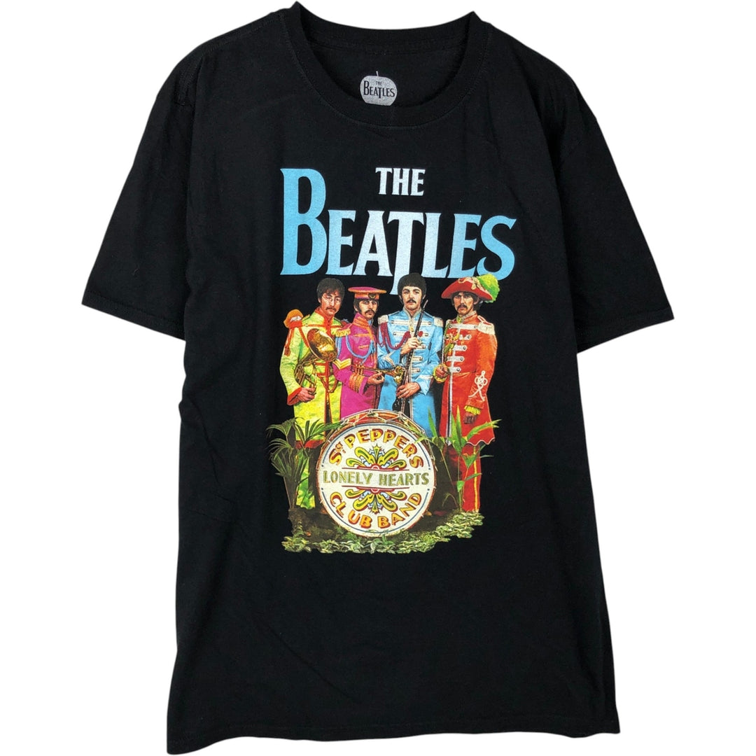 THE BEATLES Band T-shirt, Men's L size cotton black type Vintage Second Hand