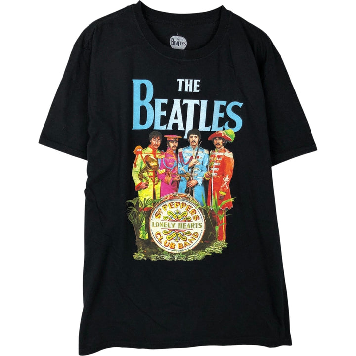 THE BEATLES Band T-shirt, Men's L size cotton black type Vintage Second Hand