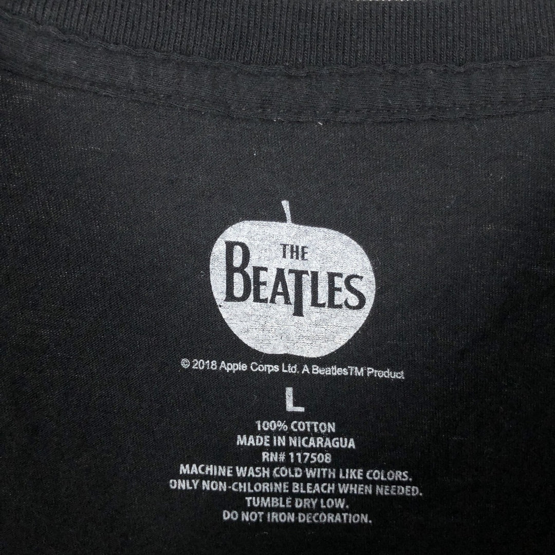 THE BEATLES Band T-shirt, Men's L size cotton black type Vintage Second Hand