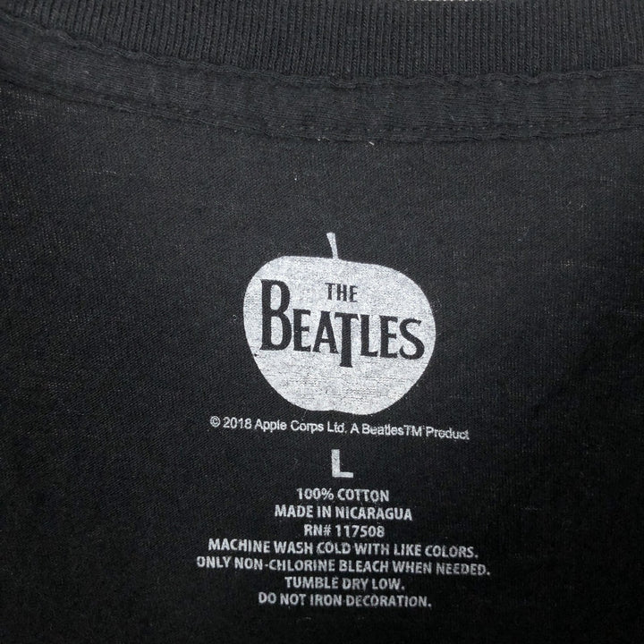 THE BEATLES Band T-shirt, Men's L size cotton black type Vintage Second Hand