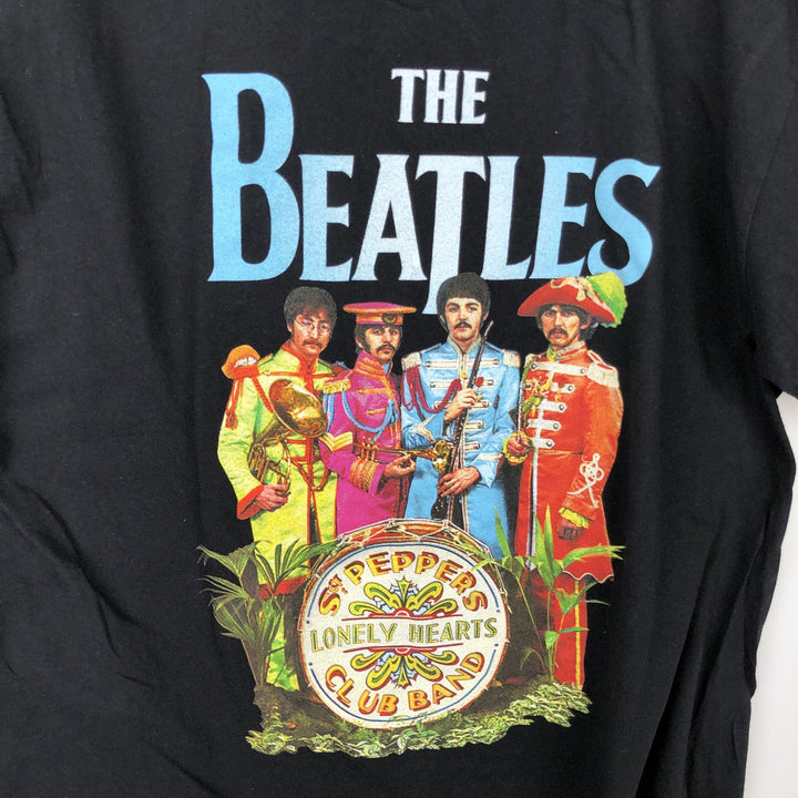 THE BEATLES Band T-shirt, Men's L size cotton black type Vintage Second Hand