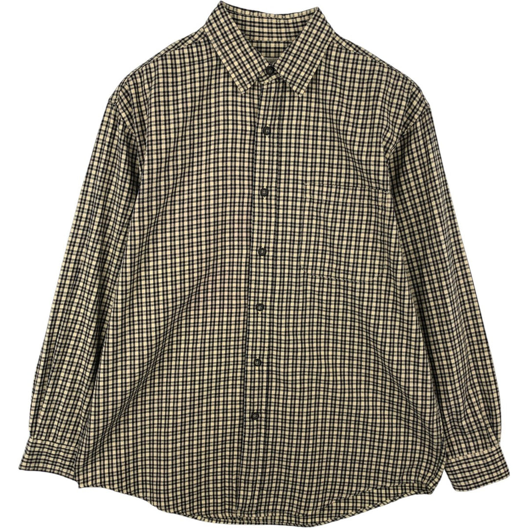 Eddie Bauer Lightflannel Check Shirt, Men's Size Medium cotton Beige type Vintage Second Hand