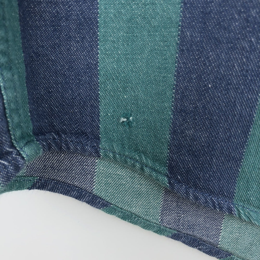 1990'S St. John's Bay Stripe Pattern Long-Sleeve Printed Flannel Shirt, Men's Size XL (Equivalent), Vintage cotton green type Vintage Second Hand