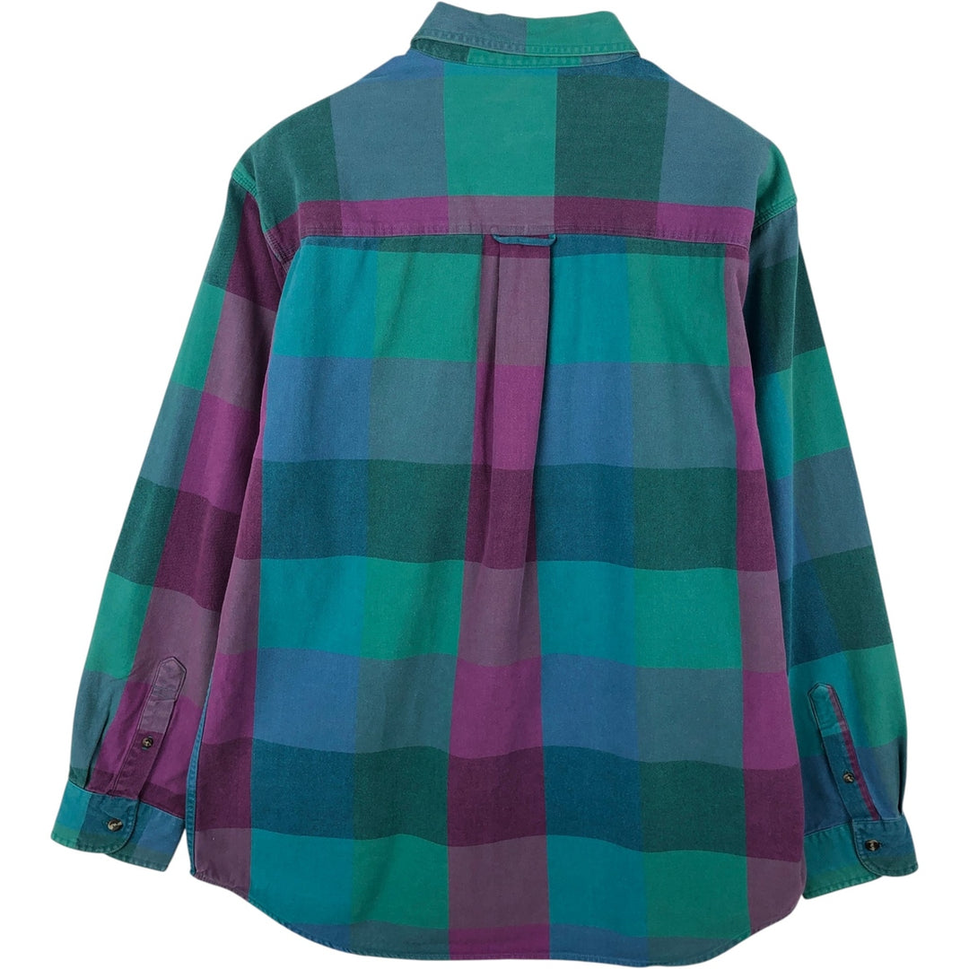 80s-90'S Eddie Bauer Outbound Twill Black Tag Long-Sleeve Flannel Check Shirt Men's Size L (Equivalent) Vintage cotton green type Vintage Second Hand