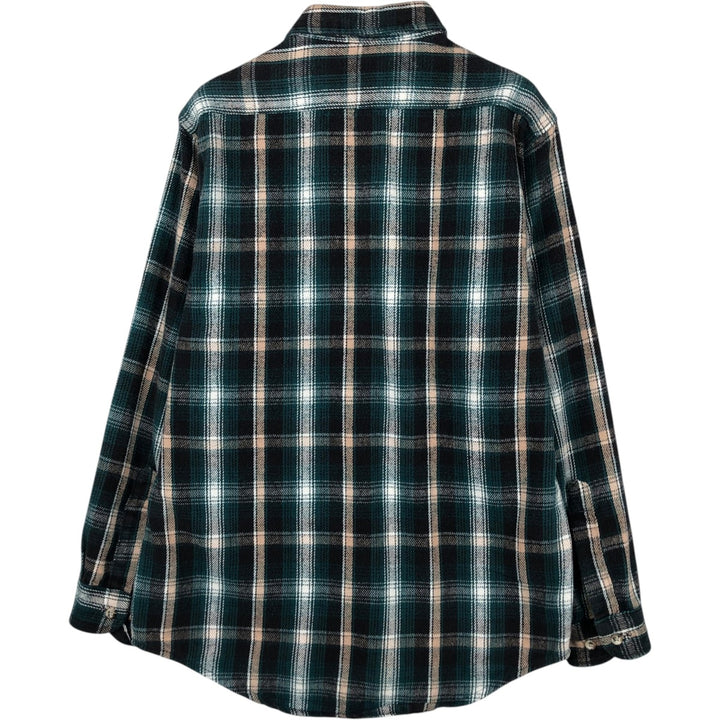 FIELDMASTER Long-Sleeve Flannel Check Shirt, Made in USA, Men's Size M (approx.) cotton Green type dark green Vintage Second Hand