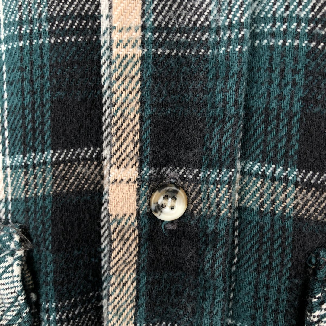 FIELDMASTER Long-Sleeve Flannel Check Shirt, Made in USA, Men's Size M (approx.) cotton Green type dark green Vintage Second Hand