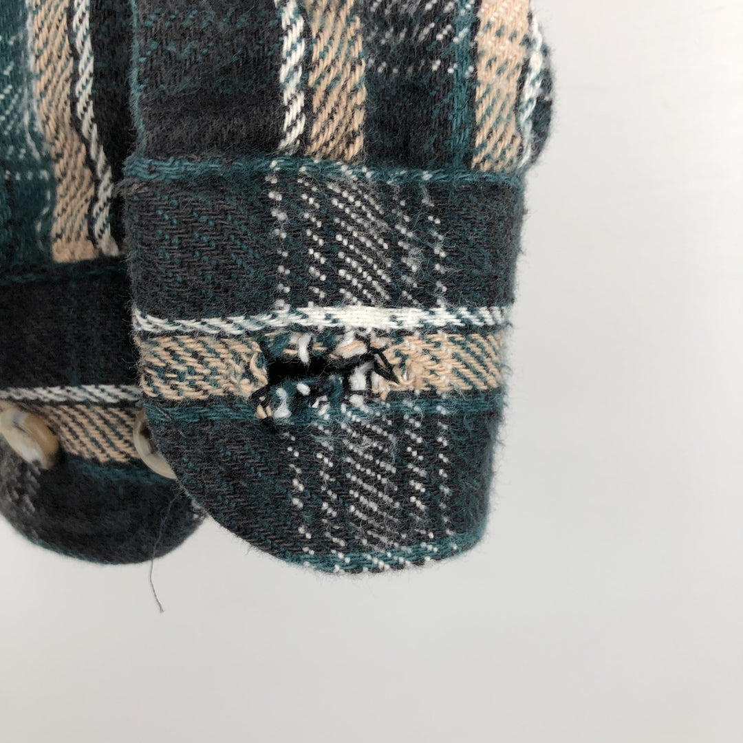 FIELDMASTER Long-Sleeve Flannel Check Shirt, Made in USA, Men's Size M (approx.) cotton Green type dark green Vintage Second Hand