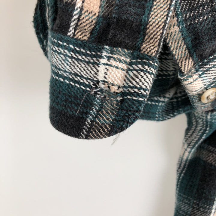 FIELDMASTER Long-Sleeve Flannel Check Shirt, Made in USA, Men's Size M (approx.) cotton Green type dark green Vintage Second Hand