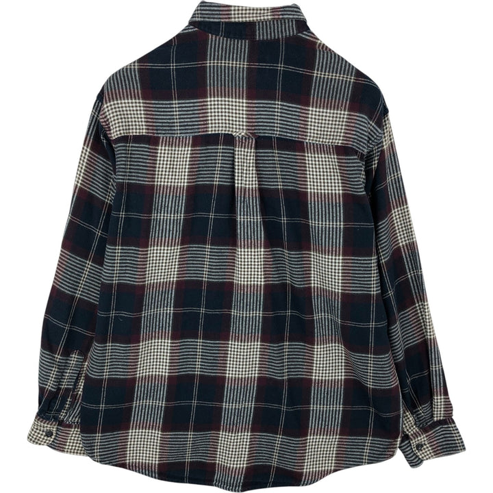 Ralph Lauren CHAPS long-sleeved button-down light flannel check shirt, men's size L cotton navy blue type Vintage Second Hand