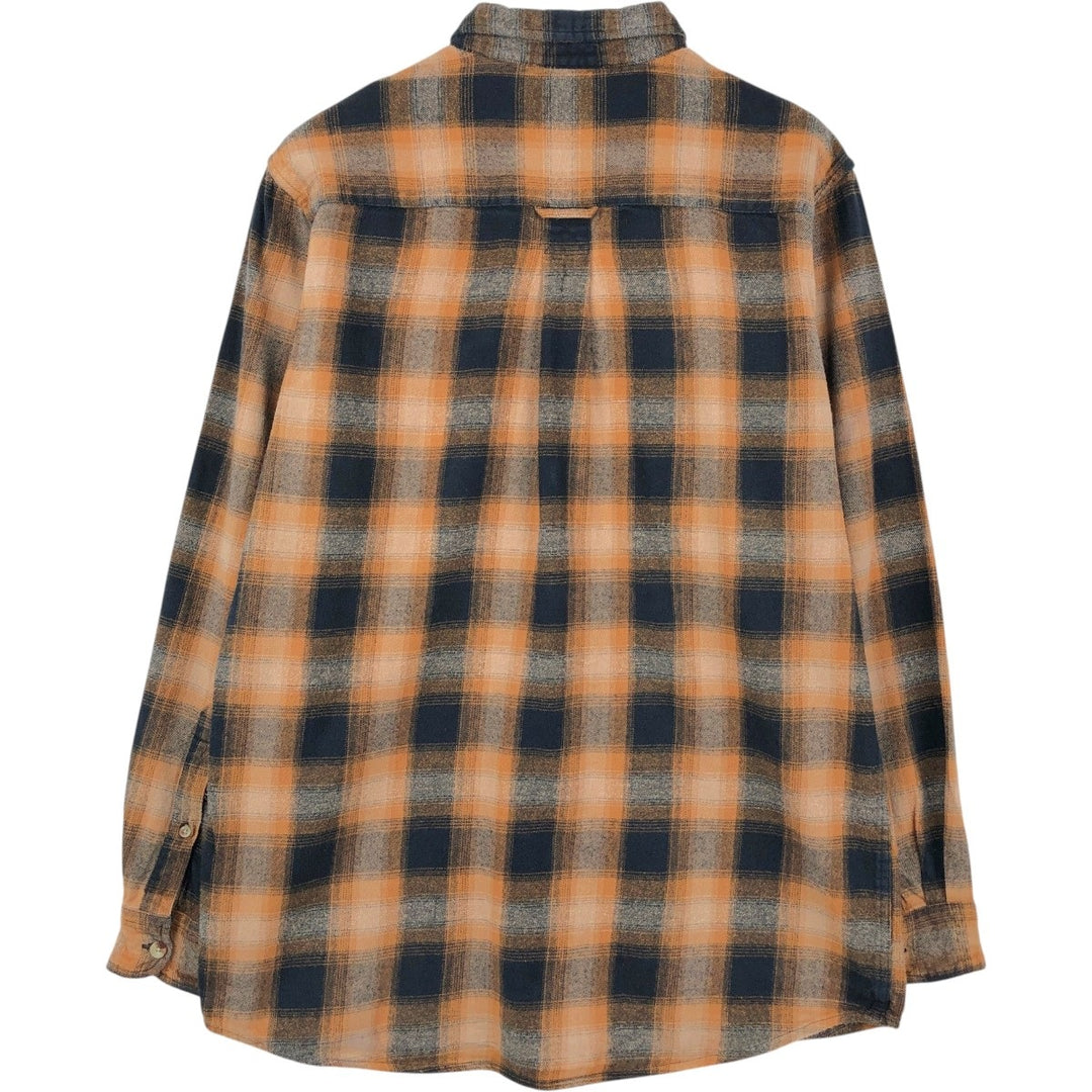 RED HEAD Long-Sleeve Button-Down Light Flannel Check Shirt, Men's Size L (approx.) cotton brown type Vintage Second Hand