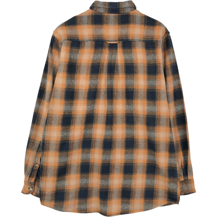 RED HEAD Long-Sleeve Button-Down Light Flannel Check Shirt, Men's Size L (approx.) cotton brown type Vintage Second Hand