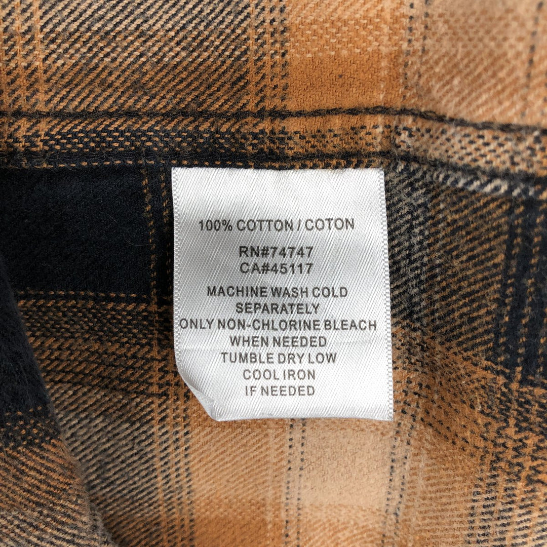 RED HEAD Long-Sleeve Button-Down Light Flannel Check Shirt, Men's Size L (approx.) cotton brown type Vintage Second Hand