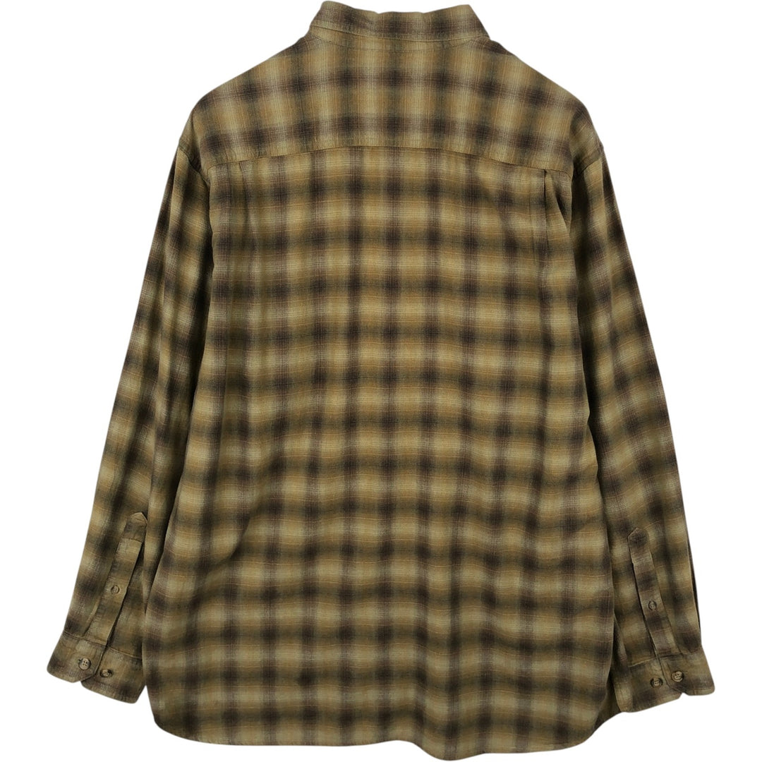 Columbia XCO Ombre Check Long Sleeve Light Flannel Check Shirt, Men's Size L (approx.) cotton Khaki type brown Vintage Second Hand