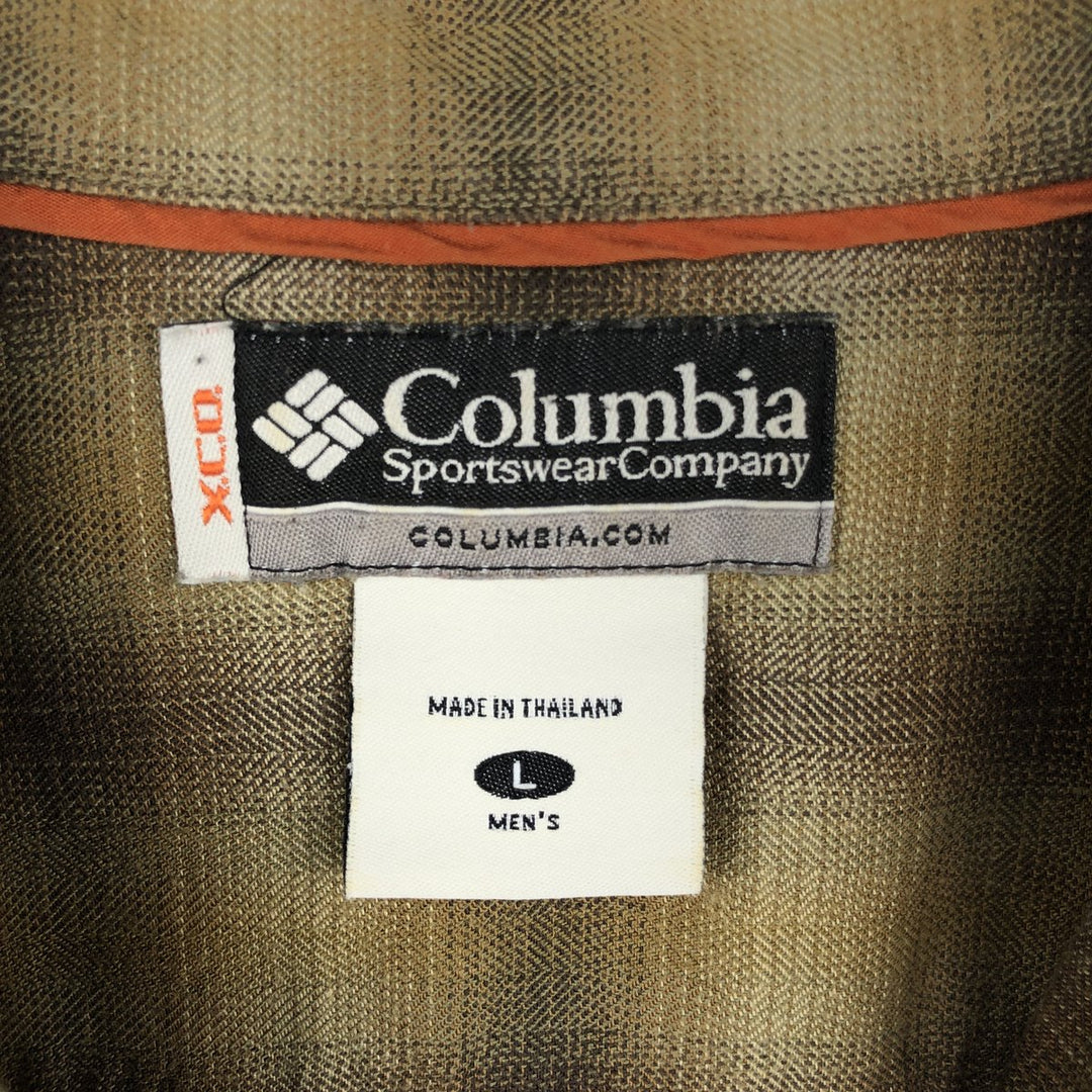 Columbia XCO Ombre Check Long Sleeve Light Flannel Check Shirt, Men's Size L (approx.) cotton Khaki type brown Vintage Second Hand