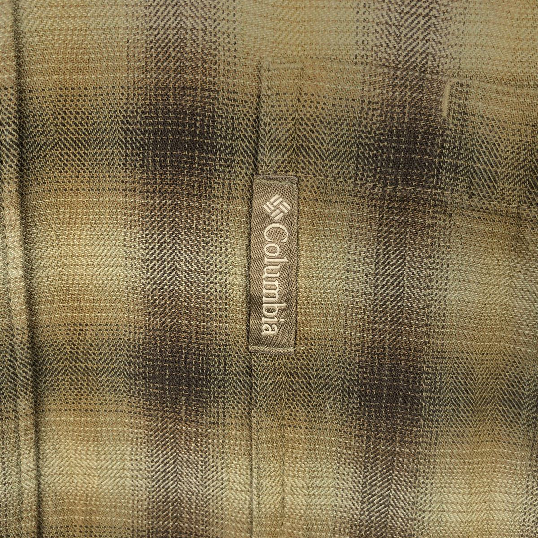 Columbia XCO Ombre Check Long Sleeve Light Flannel Check Shirt, Men's Size L (approx.) cotton Khaki type brown Vintage Second Hand