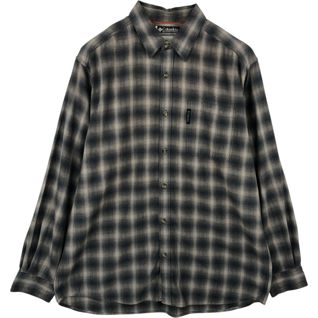 Columbia XCO Ombre Check Long Sleeve Light Flannel Check Shirt, Men's Size L (approx.) cotton black type Vintage Second Hand