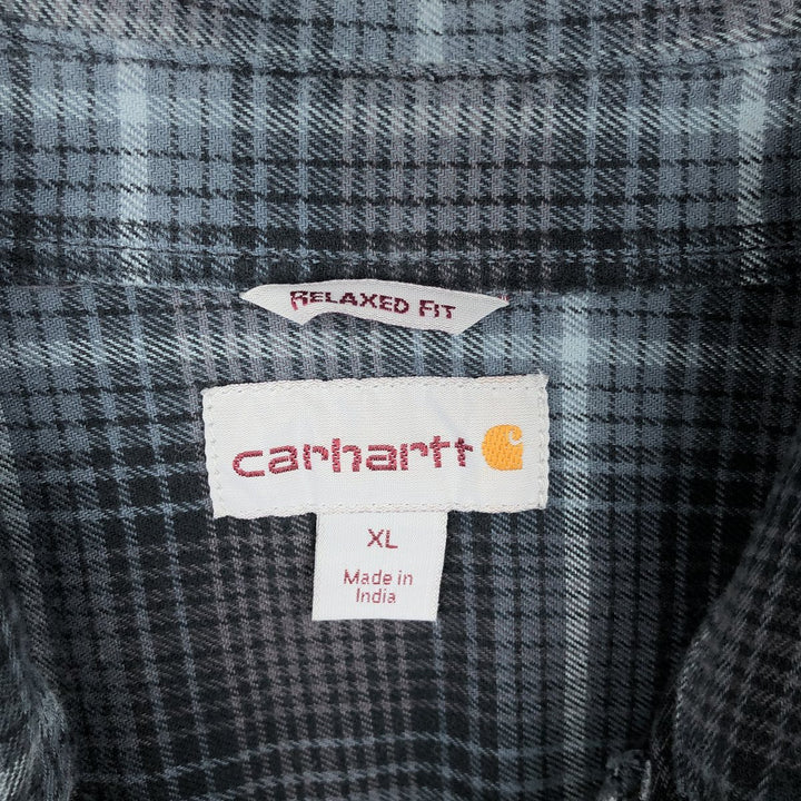 Carhartt Relaxed Fit Long Sleeve Button Down Flannel Check Shirt, Men's XL cotton gray type Vintage Second Hand