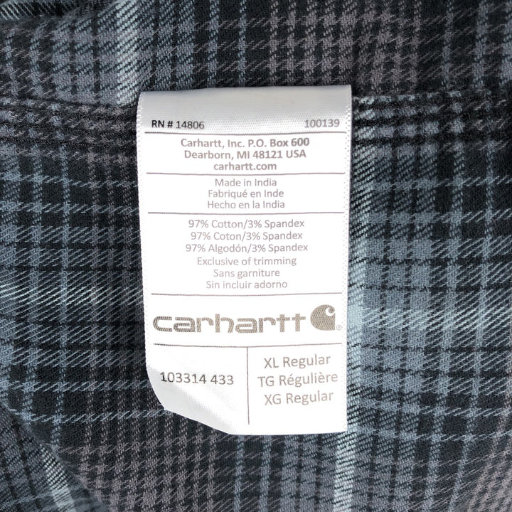 Carhartt Relaxed Fit Long Sleeve Button Down Flannel Check Shirt, Men's XL cotton gray type Vintage Second Hand