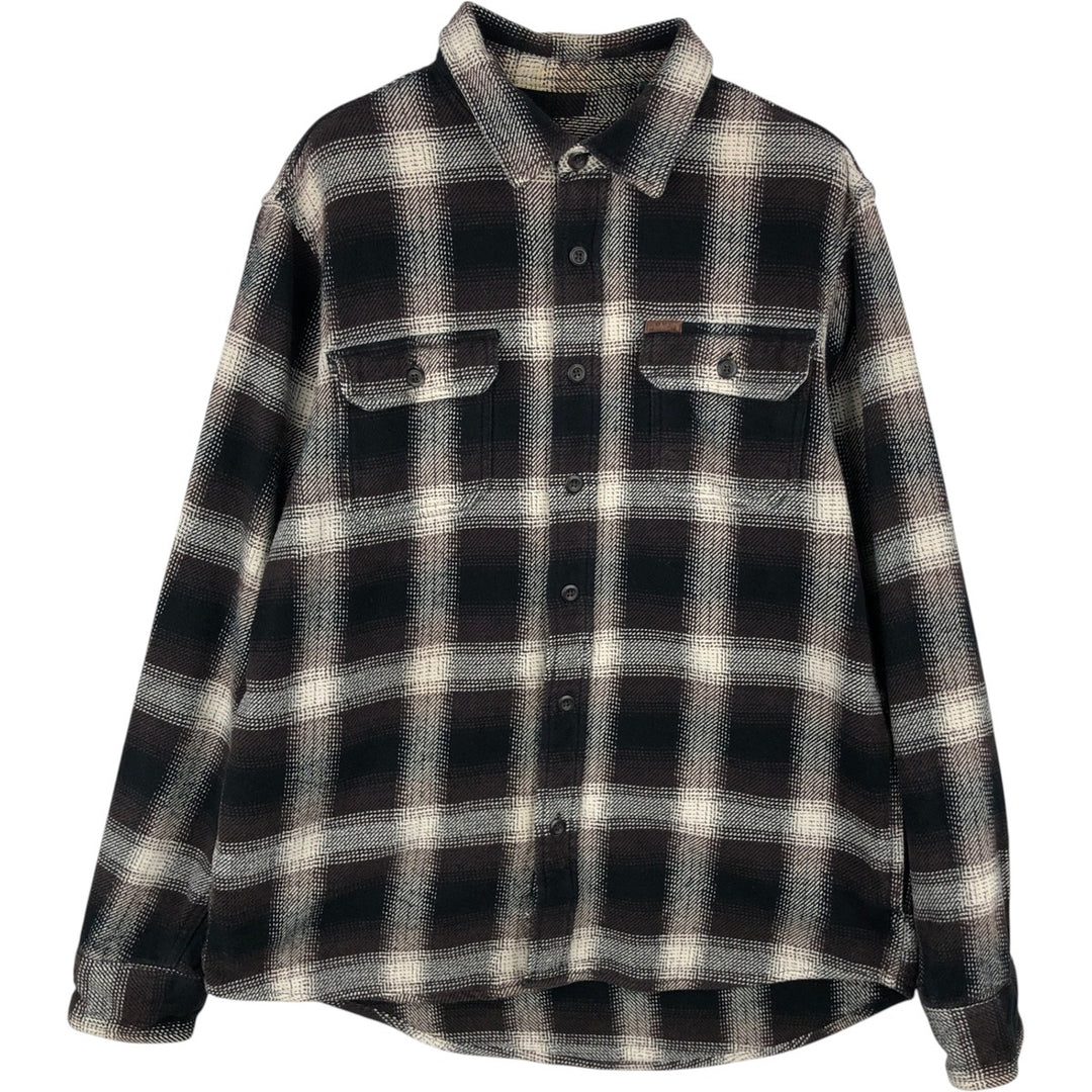 ORVIS Long Sleeve Heavy Flannel Check Shirt, Men's Size M cotton dark chocolate Vintage Second Hand