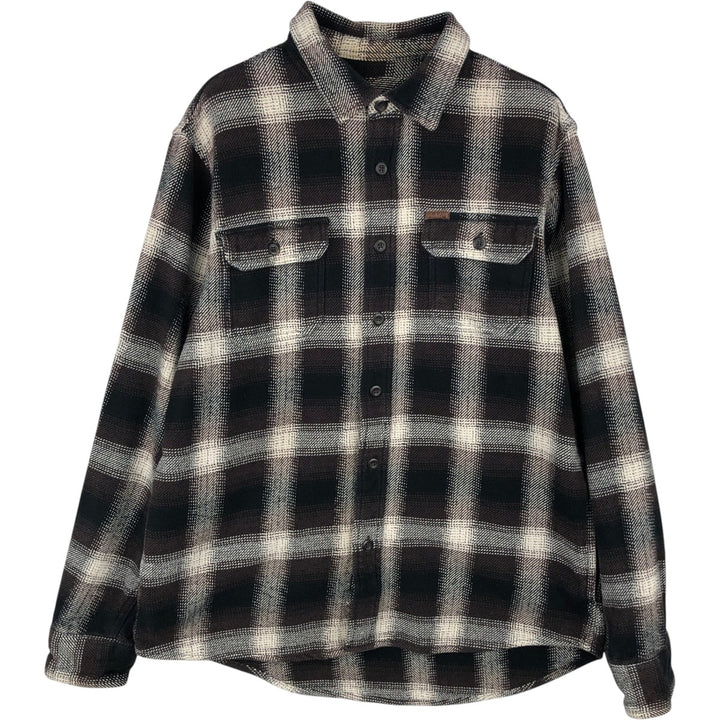 ORVIS Long Sleeve Heavy Flannel Check Shirt, Men's Size M cotton dark chocolate Vintage Second Hand
