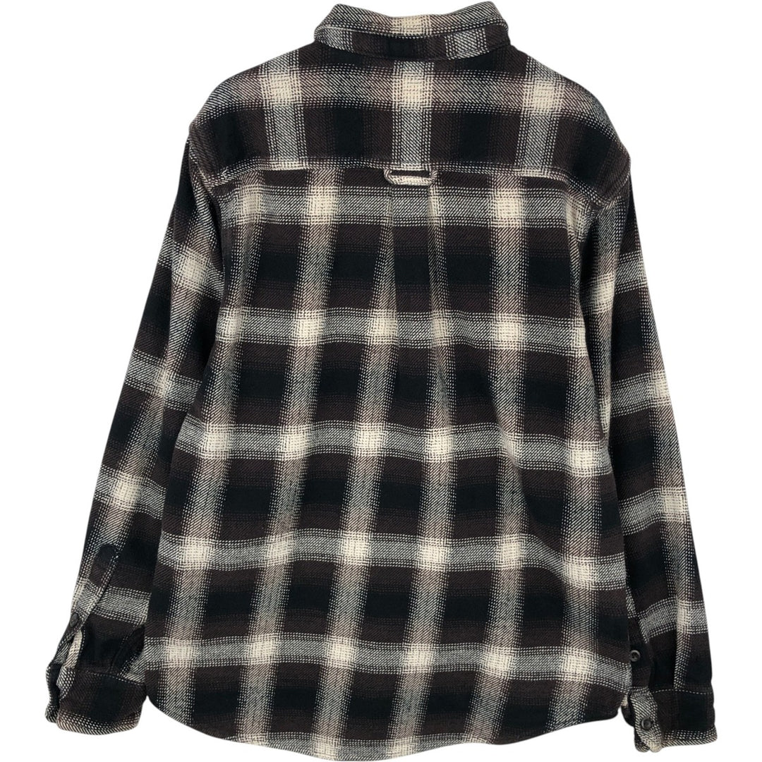 ORVIS Long Sleeve Heavy Flannel Check Shirt, Men's Size M cotton dark chocolate Vintage Second Hand